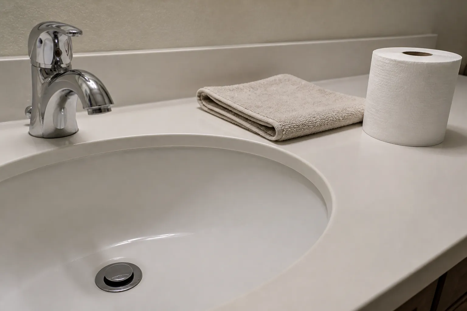 Bathroom reset after Airbnb turnover cleaning in Alaska