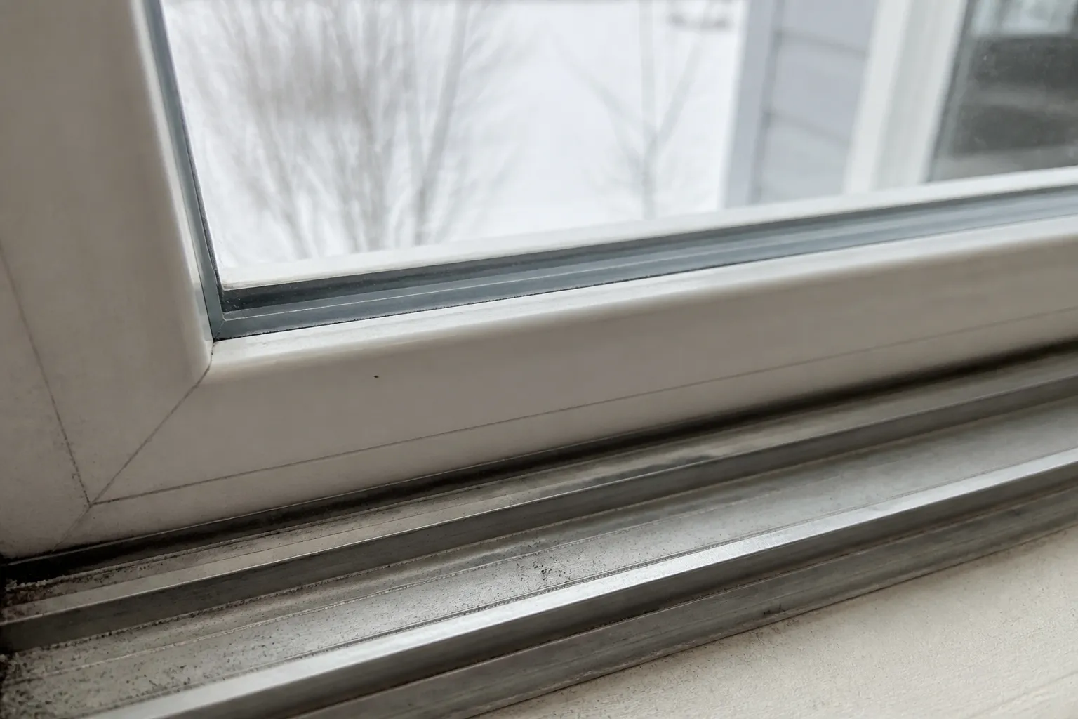 Window track scrubbed during deep cleaning in Anchorage, Alaska