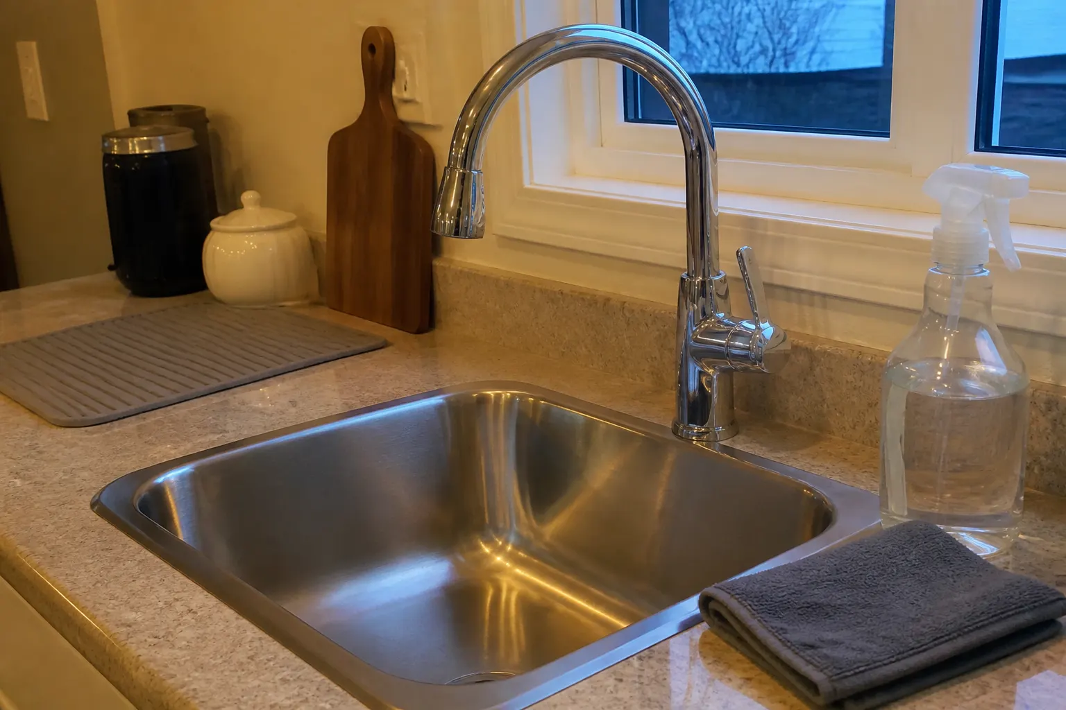 Kitchen sink after house cleaning in Anchorage